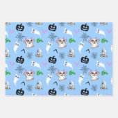 Niedlicher Geist Französisch Bulldog Kürbis Hallow Geschenkpapier Set (Vorderseite 2)