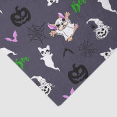 Niedlicher Geist Französisch Bulldog Kürbis Hallow Seidenpapier (Detail)