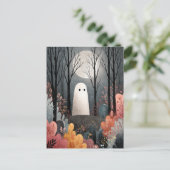 Niedlicher Geist im Spuk Wald WasserfarbenHallowee Postkarte (Stehend Vorderseite)