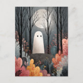 Niedlicher Geist im Spuk Wald WasserfarbenHallowee Postkarte (Vorderseite)