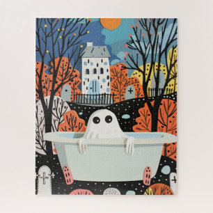 Niedlicher Geist in Bathtub 3D Halloween-Kunst Puzzle