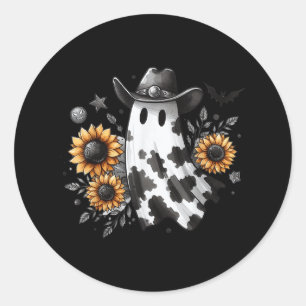 Niedlicher Geist in Cowboyhut mit Sonnenblumenhut  Runder Aufkleber