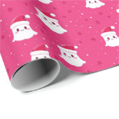 Niedlicher Geist in Weihnachtsmannmütze Geschenkpapier (Rolleneckpunkt)