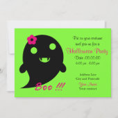 Niedlicher Geist mit Blume und Wort "Boo" Einladung (Vorderseite)