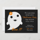 Niedlicher Geist mit Blume und Wort "Boo" Einladung (Vorderseite)