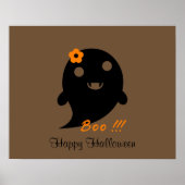 Niedlicher Geist mit Blume und Wort "Boo" Poster (Vorne)