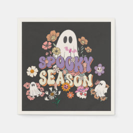 Niedlicher Geist mit Blumen Halloween Paper Napkin Serviette