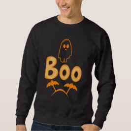 Niedlicher Geist mit "Boo" Typografie Halloween Sweatshirt