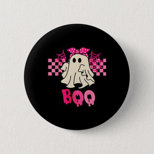 Niedlicher Geist mit Bow-Boo-Halloween für Mädchen Button (Vorderseite)