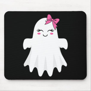 Niedlicher Geist mit Bow-Boo-Halloween-Kostüm für Mousepad