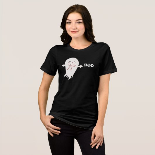 Niedlicher Geist mit Bow Boo Tri-Blend Shirt (Vorderseite voll)