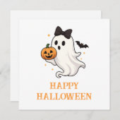Niedlicher Geist mit Bow und Pumpkin | Halloween (Vorne/Hinten)