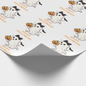 Niedlicher Geist mit Bow und Pumpkin | Halloween Geschenkpapier (Ecke)