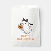 Niedlicher Geist mit Bow und Pumpkin | Halloween Geschenktütchen (Vorderseite)