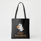 Niedlicher Geist mit Bow und Pumpkin | Halloween Tasche (Vorderseite)