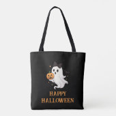 Niedlicher Geist mit Bow und Pumpkin | Halloween Tasche (Rückseite)