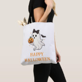 Niedlicher Geist mit Bow und Pumpkin | Halloween Tasche (Von Nahem)