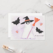 Niedlicher Geist mit Flecht und Süßigkeiten Karte (Vorderseite/Rückseite Beispiel)