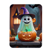 Niedlicher Geist mit Halloween-Kürbis Magnet (Vertikal)