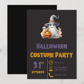 Niedlicher Geist mit Jack-O' Lantern Schwarzes Hal Einladung (Vorne/Hinten)