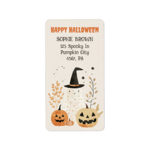 Niedlicher Geist mit Jack - o-Lanterns Halloween-A Adressaufkleber