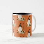 Niedlicher Geist mit Jack - o-Lanterns Halloween-M Zweifarbige Tasse (VorderseiteRechts)