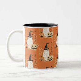 Niedlicher Geist mit Jack - o-Lanterns Halloween-M Zweifarbige Tasse