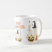 Niedlicher Geist mit Jack - o-Lanterns Happy Hallo Kaffeetasse (VorderseiteRechts)