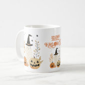 Niedlicher Geist mit Jack - o-Lanterns Happy Hallo Kaffeetasse (Vorderseite Links)