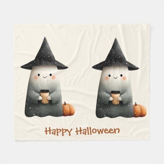 Niedlicher Geist mit Kaffeehaus Fleecedecke (Vorderseite (Horizontal))