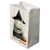 Niedlicher Geist mit Kaffeehaus Mittlere Geschenktüte (Rückseite Schrägansicht)