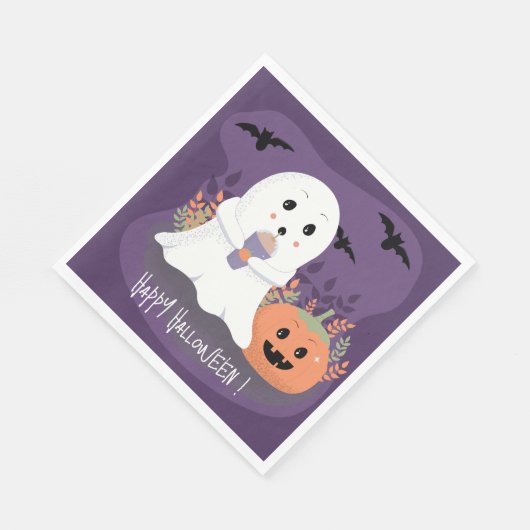 Niedlicher Geist mit kalten Pumpkin Gewürz Latte N Serviette (Ecke)