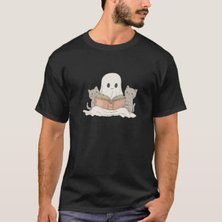 Niedlicher Geist mit Katzen Lesen eines Buchkatzen T-Shirt