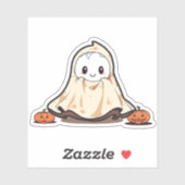 Niedlicher Geist mit Kürbiskleber Aufkleber (Blatt)