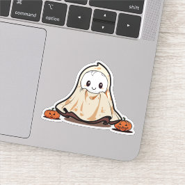 Niedlicher Geist mit Kürbiskleber Aufkleber