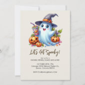 Niedlicher Geist mit leckeren Getränken, Halloween Einladung (Vorderseite)