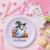 Niedlicher Geist mit leckeren Getränken, Halloween Pappteller (Party)