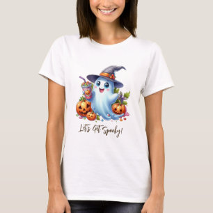 Niedlicher Geist mit leckeren Getränken, Halloween T-Shirt