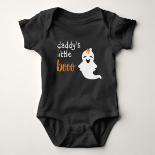 Niedlicher Geist mit Orange Bow Daddy's Little Boo Baby Strampler