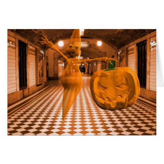 Niedlicher Geist mit Pumpkin (Vorderseite (Horizontal))