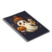 Niedlicher Geist mit Pumpkin & Coffee Spiral Noteb Notizblock (Rechte Seite)