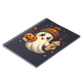 Niedlicher Geist mit Pumpkin & Coffee Spiral Noteb Notizblock (Linke Seite)