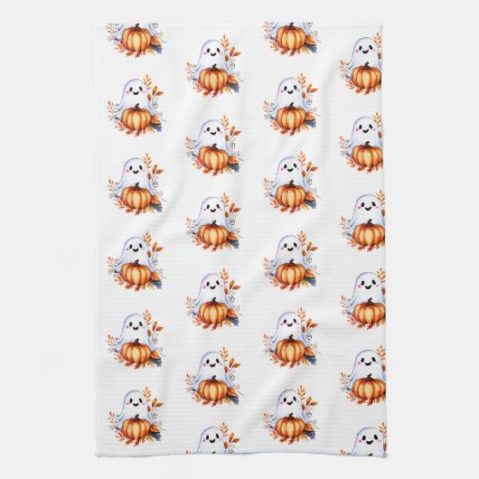 Niedlicher Geist mit Pumpkin Design Küchentücher (Vertikal)