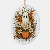 Niedlicher Geist mit Pumpkin & Fall Blume - Hallow Keramik Ornament (Rechts)