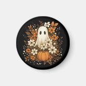 Niedlicher Geist mit Pumpkin & Fall Blume - Hallow Magnet (Vorne)