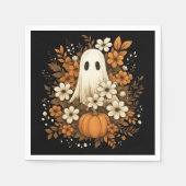 Niedlicher Geist mit Pumpkin & Fall Blume - Hallow Serviette (Vorderseite)