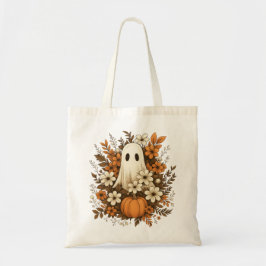 Niedlicher Geist mit Pumpkin & Fall Blume - Hallow Tragetasche