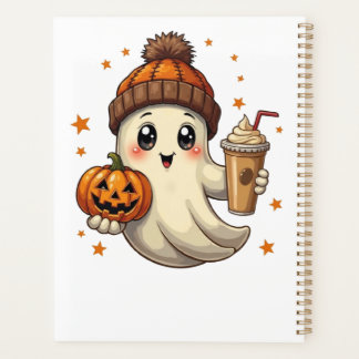 Niedlicher Geist mit Pumpkin & Kaffee Halloween-Pl Planer