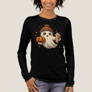 Niedlicher Geist mit Pumpkin & Kaffee Halloween T Tri-Blend Shirt