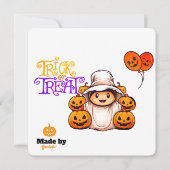 Niedlicher Geist mit Pumpkins Trick oder Treat Hal Einladung (Vorderseite)